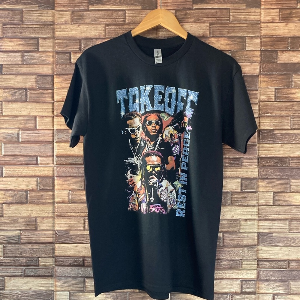 EUC Takeoff  Graphic Migos Hiphop Shirt Medium Black Gildan